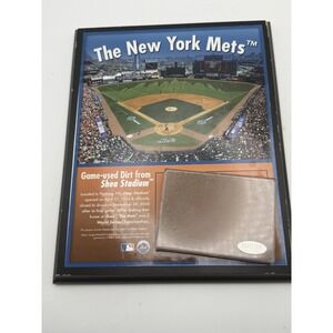 Steiner New York Mets Shea Stadium Game Used Dirt Plaque COA MLB Wall Display